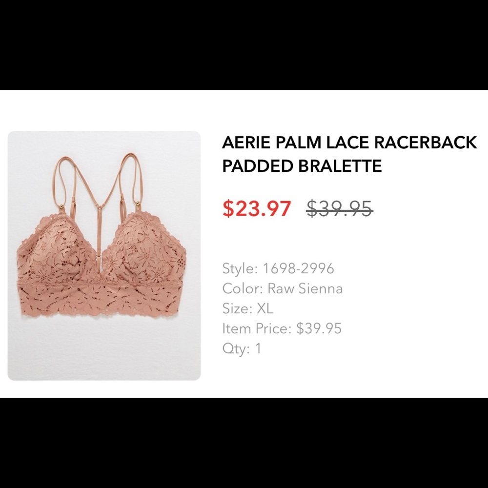 Arie palm lace nude bralette - never worn